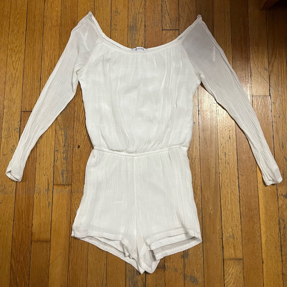 Long Sleeve White Romper Size Medium